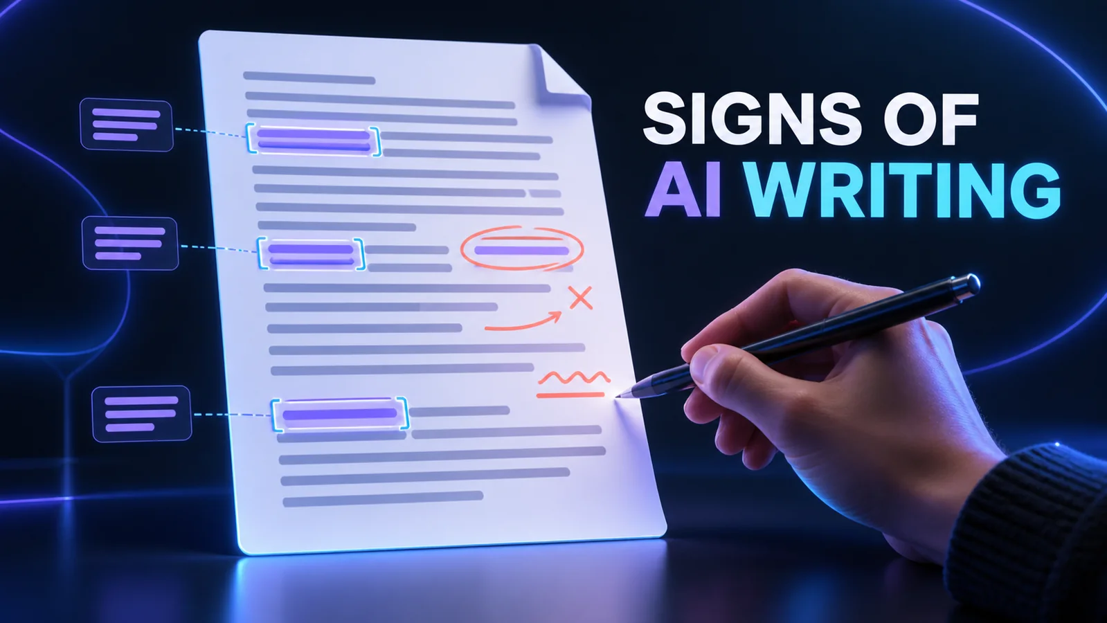 An editor reviewing a document for repeated signs of AI writing